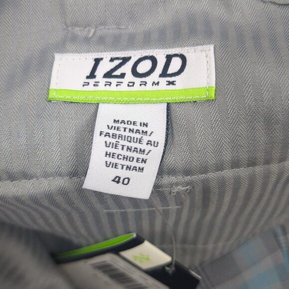 IZOD PerformX Golf Shorts Mens 40 Gray Blue Plaid UPF-50 Outdoor Travel Golf NWT - Picture 12 of 16